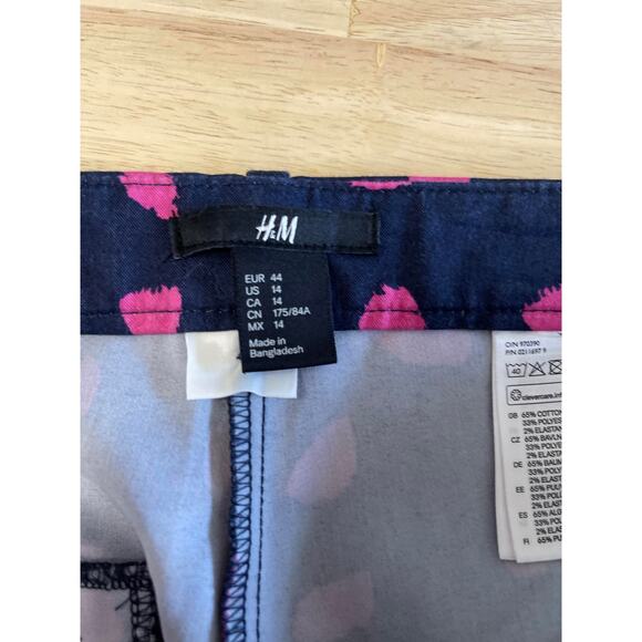 H & M women's slacks pants trousers chinos women's 14 blue navy pink fuchsia - Picture 7 of 12